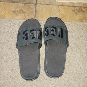 Ugg Laton Black Slide Sandals with Logo